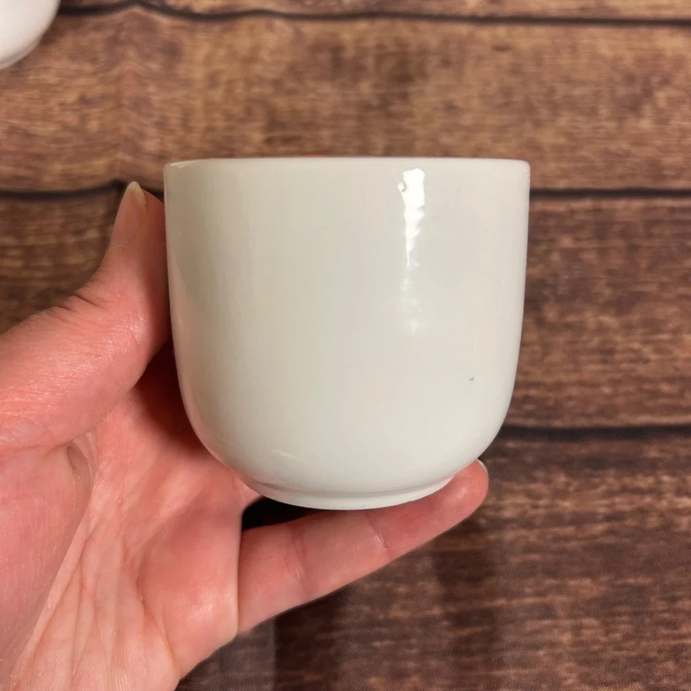Pier 1 White Ceramic Japanese Sake Cups Tea Bowls Set of 6 Minimalist